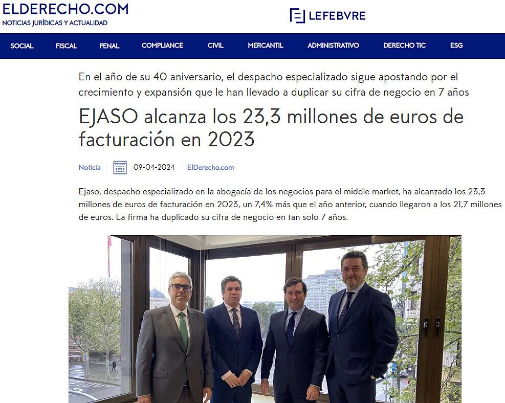 EJASO alcanza los 23,3 millones de euros de facturacin en 2023